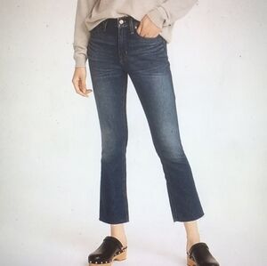 J Crew 9" Billie Demi-Boot Crop Jeans, Dark Wash, Mid-Rise, Frayed Kick Hem, EUC